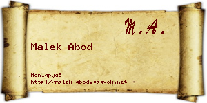 Malek Abod névjegykártya